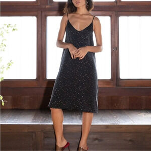 Rails Brianna 100% Silk Slip Dress in Black Confetti Women’s XS Classy Summer